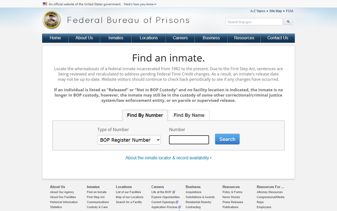 Clay County inmate records federal BOP inmate locator