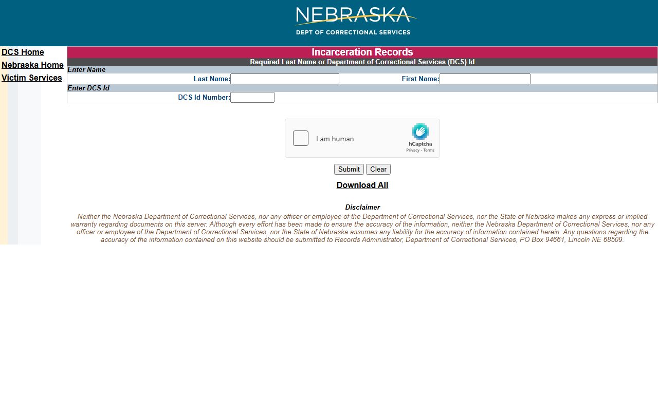 Clay County inmate search NDCS incarceration records form